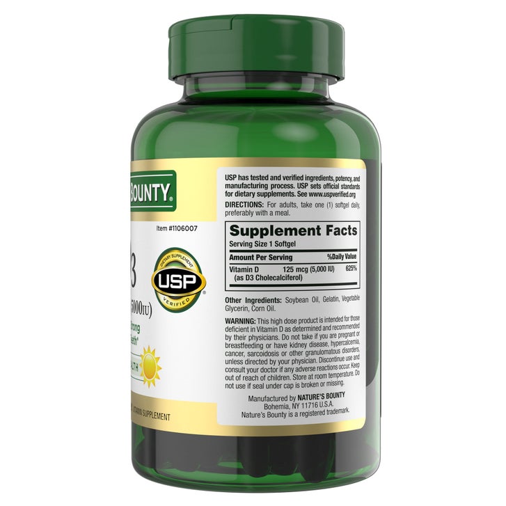 Nature's Bounty Vitamin D3 125 mcg, 400 Softgels(Exp:08/2028)_3