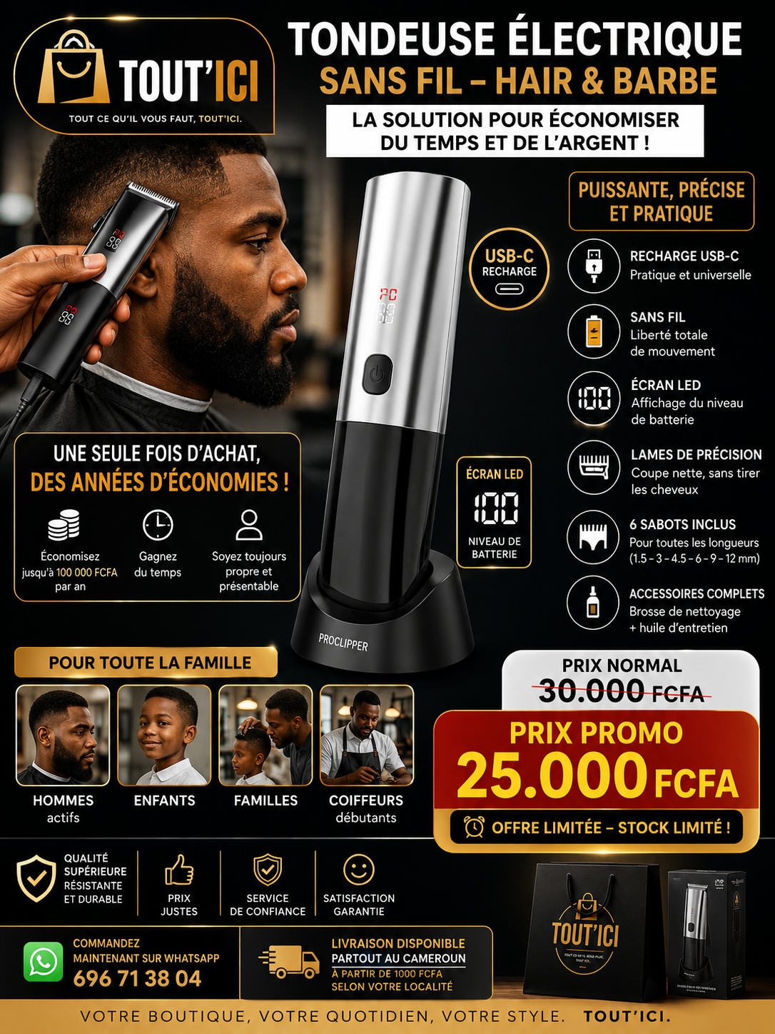 tondeuse électrique professionnelle sans fil avec écran led_0