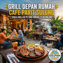 GRILL DEPAN RUMAH CAFE PARIT SULONG BUKA JAM 4.00 PETANG HINGGA 12.00 MALAM