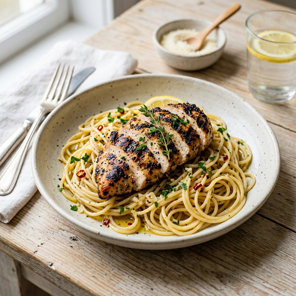 SPAGHETTI AGLIO OLIO CHICKEN GRILL