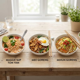 MAGGIE SUP TOM YAM,MEE GORENG,MIHUN GORENG