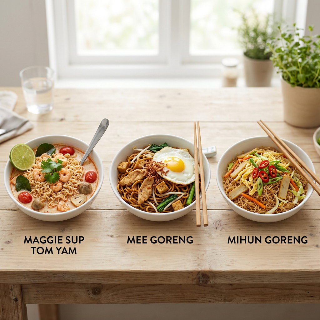 MAGGIE SUP TOM YAM,MEE GORENG,MIHUN GORENG