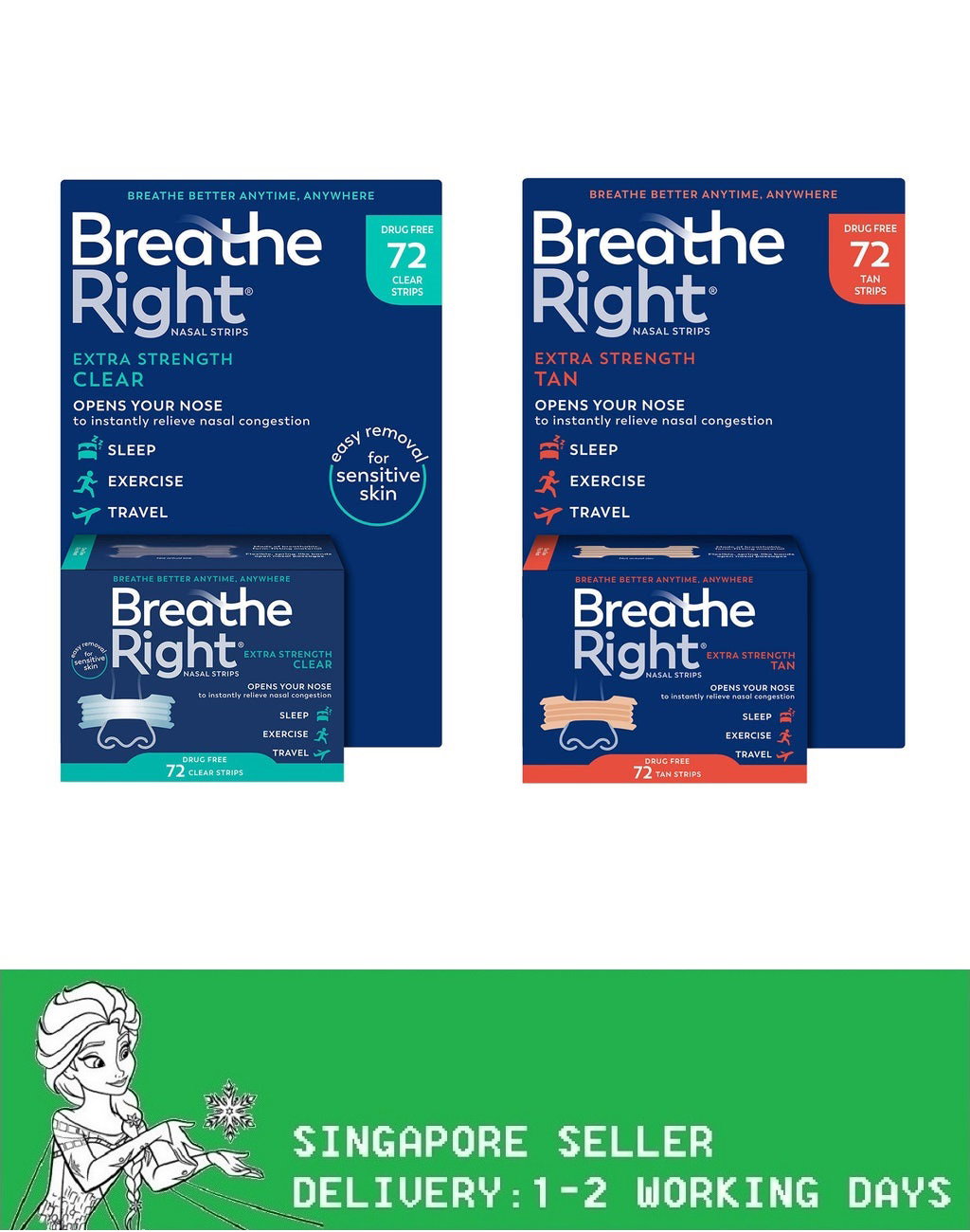 Breathe Right Extra Strength Nasal Strips, 72 Strips_0