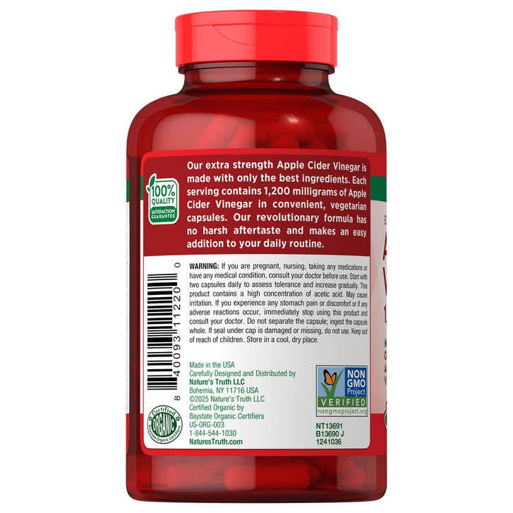 Nature's Truth Apple Cider Vinegar 1200 mg., 180 Capsules(Exp:07/2028)_3