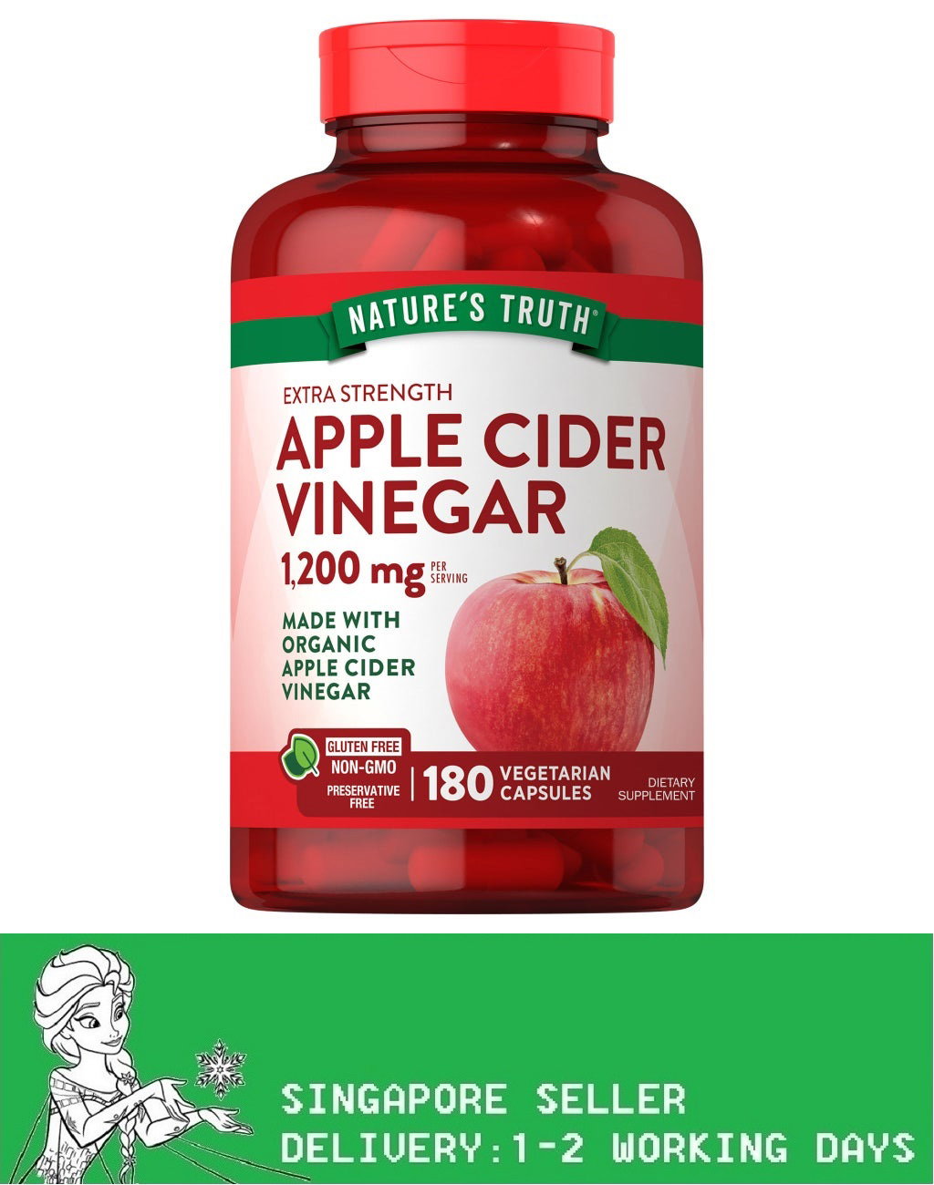 Nature's Truth Apple Cider Vinegar 1200 mg., 180 Capsules(Exp:07/2028)_0