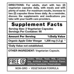 Nature's Truth Apple Cider Vinegar 1200 mg., 180 Capsules(Exp:07/2028)