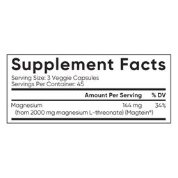 Sports Research Magtein Magnesium L-Threonate, 2000 mg, 135 Veggie Capsules(Exp:10/2028)