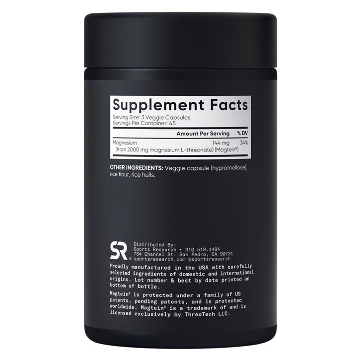 Sports Research Magtein Magnesium L-Threonate, 2000 mg, 135 Veggie Capsules(Exp:10/2028)_2