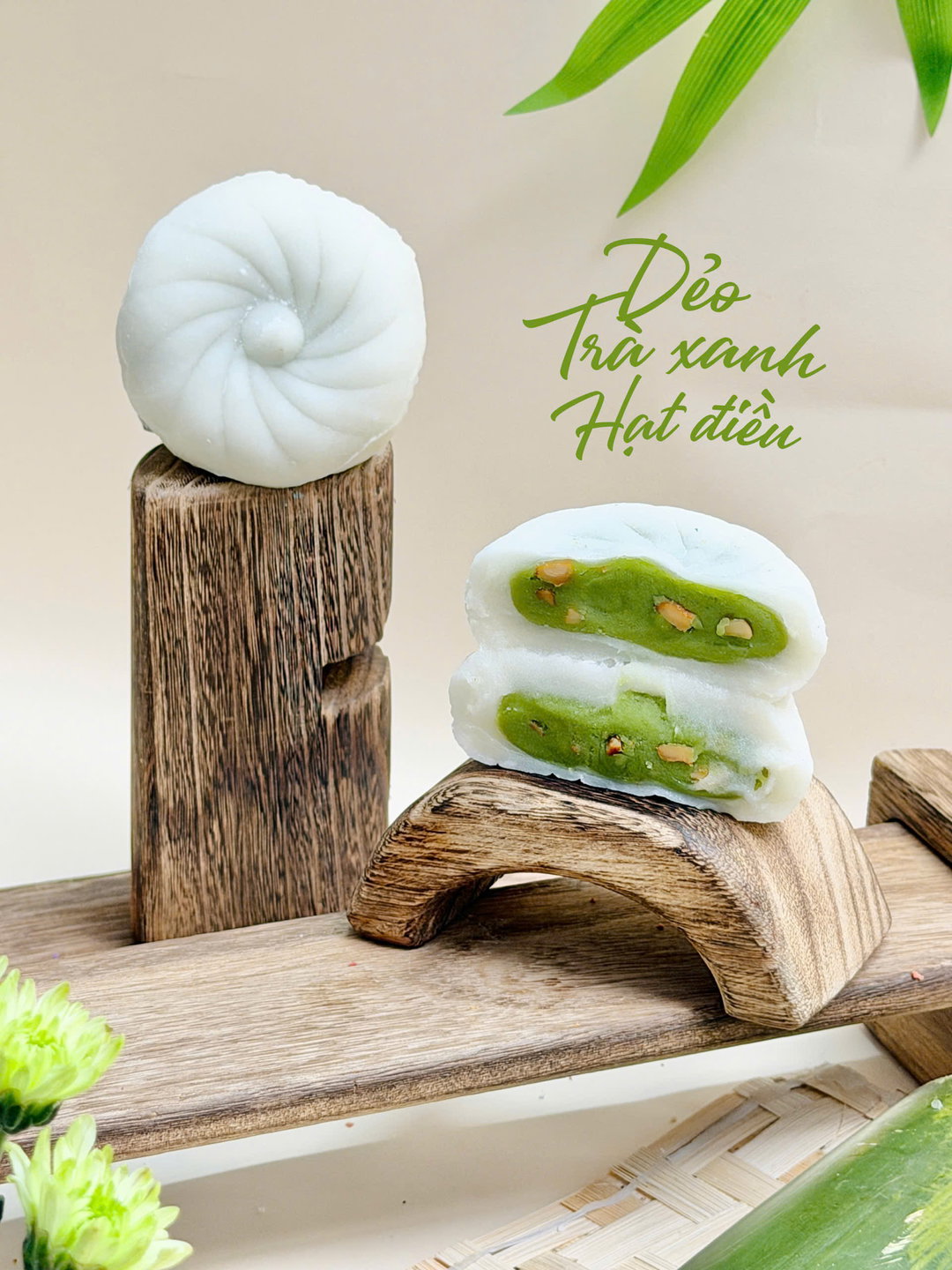 Bánh Dẻo Trà Xanh Hạt Điều 150gr (Bánh Thuần Chay)
