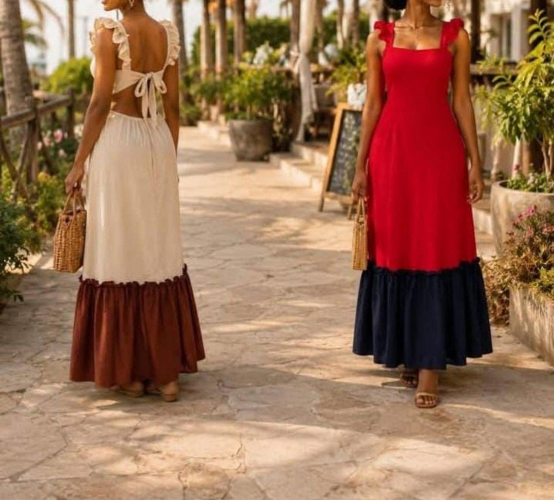 Elegant Two-Tone Maxi Dress
