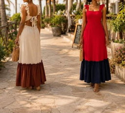 Elegant Two-Tone Maxi Dress