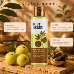 Just Herbs Brightening Face Wash with Vitamin C Amla & Liquorice Root for Men & Women | 100ml