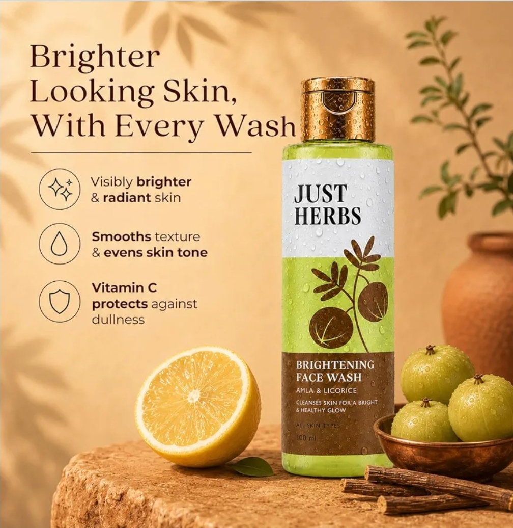 Just Herbs Brightening Face Wash with Vitamin C Amla & Liquorice Root for Men & Women | 100ml_2