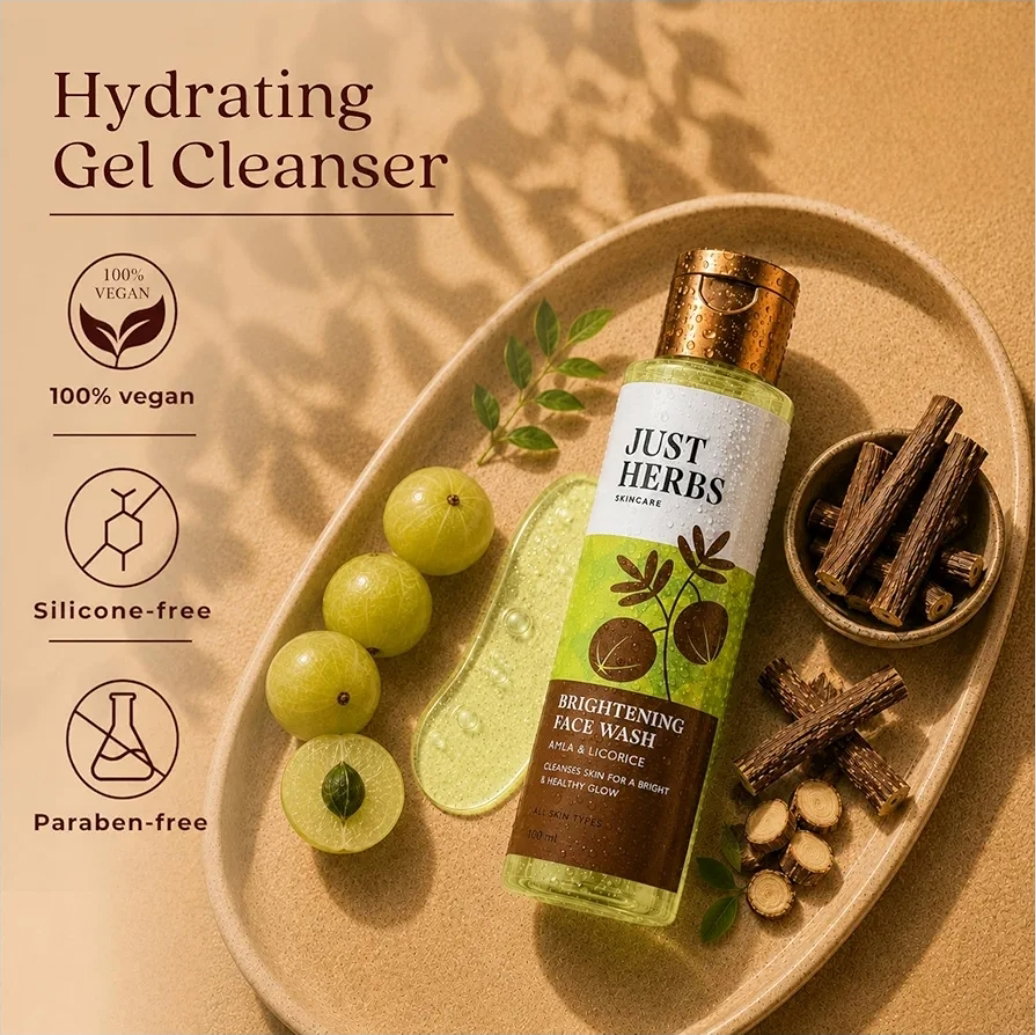 Just Herbs Brightening Face Wash with Vitamin C Amla & Liquorice Root for Men & Women | 100ml_3