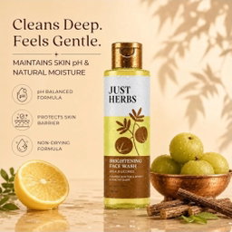 Just Herbs Brightening Face Wash with Vitamin C Amla & Liquorice Root for Men & Women | 100ml