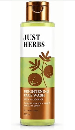 Just Herbs Brightening Face Wash with Vitamin C Amla & Liquorice Root for Men & Women | 100ml