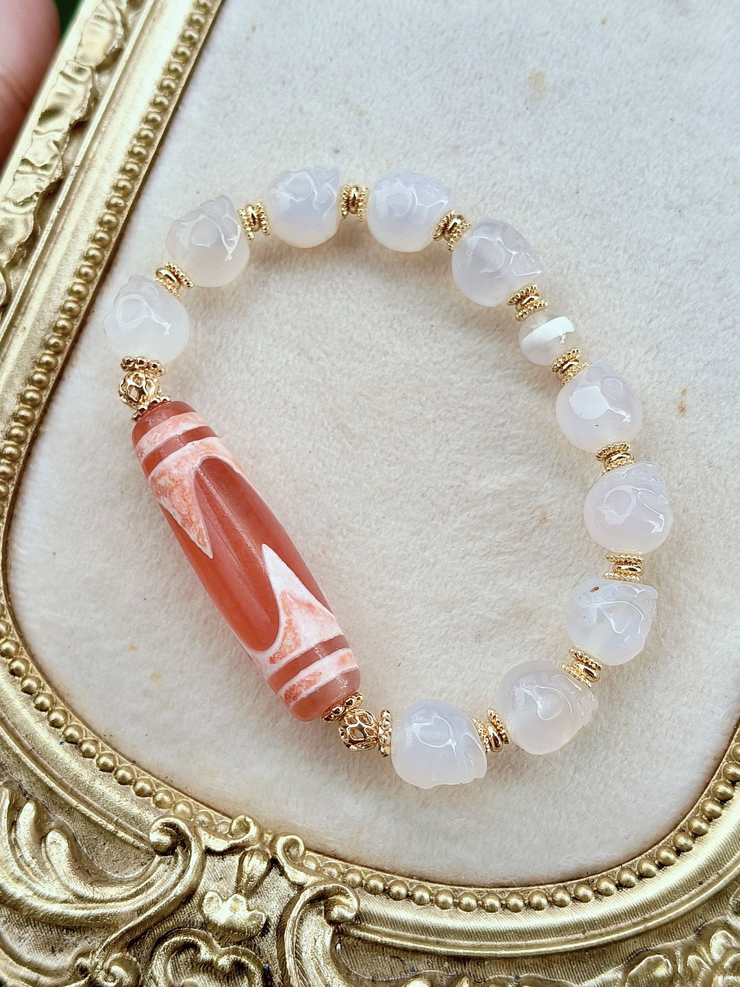 Peach Pink Tiger Tooth Protection Bracelet