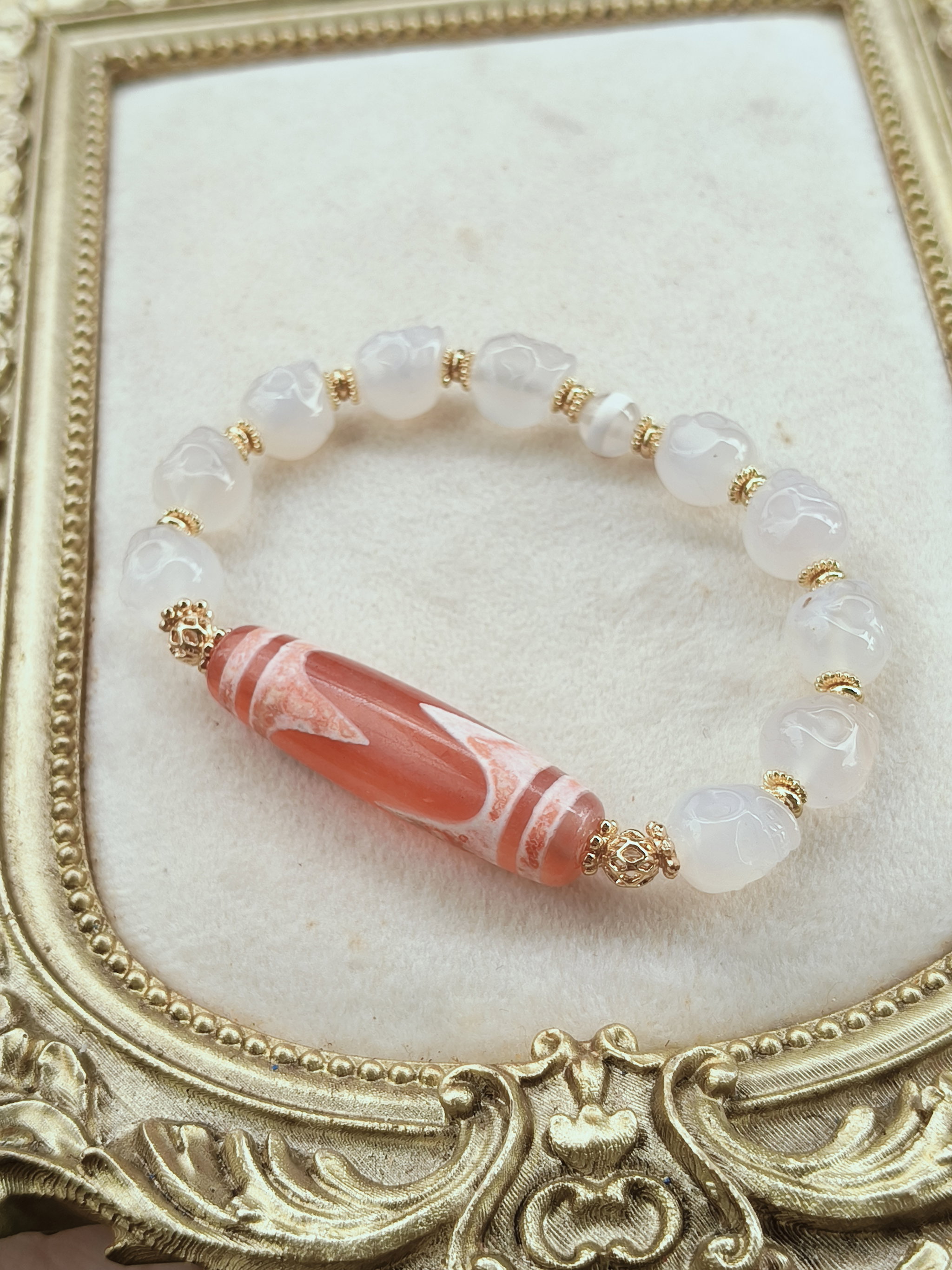 Peach Pink Tiger Tooth Protection Bracelet_2
