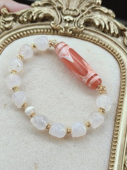 Peach Pink Tiger Tooth Protection Bracelet