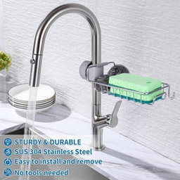 Stainless Steel Kitchen Faucet Sponge Holder & Sink Caddy Rack