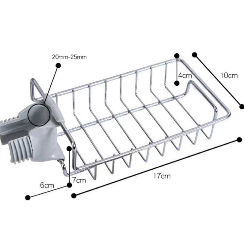 Stainless Steel Kitchen Faucet Sponge Holder & Sink Caddy Rack_2