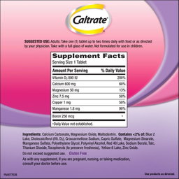 Caltrate Bone Health Advanced Calcium 600+D3 Plus Minerals, 320 Tablets(Exp:02/2028)