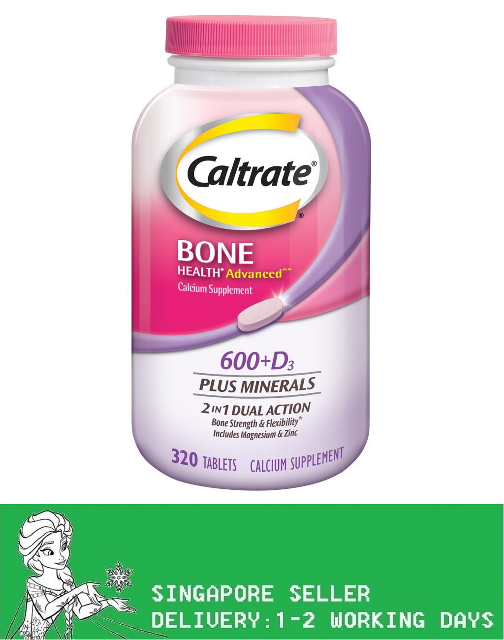 Caltrate Bone Health Advanced Calcium 600+D3 Plus Minerals, 320 Tablets(Exp:02/2028)