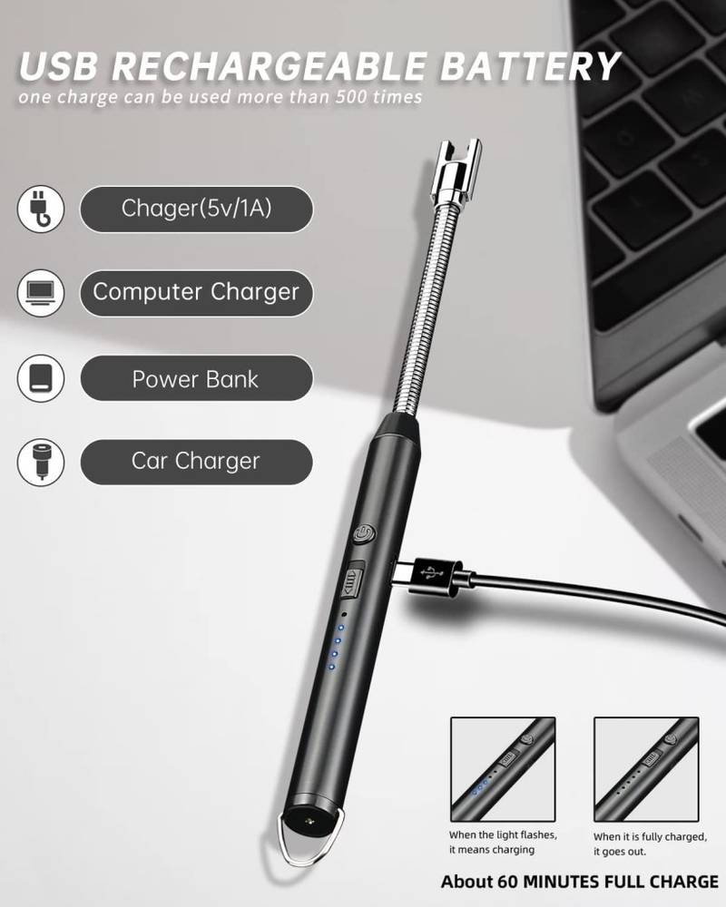 ​360° Flexible Long Neck Electric Candle Lighter - Rechargeable USB Plasma Lighter_2