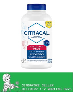 Citracal Maximum Plus Calcium Citrate + D3, 280 Caplets(Exp:01/2028)