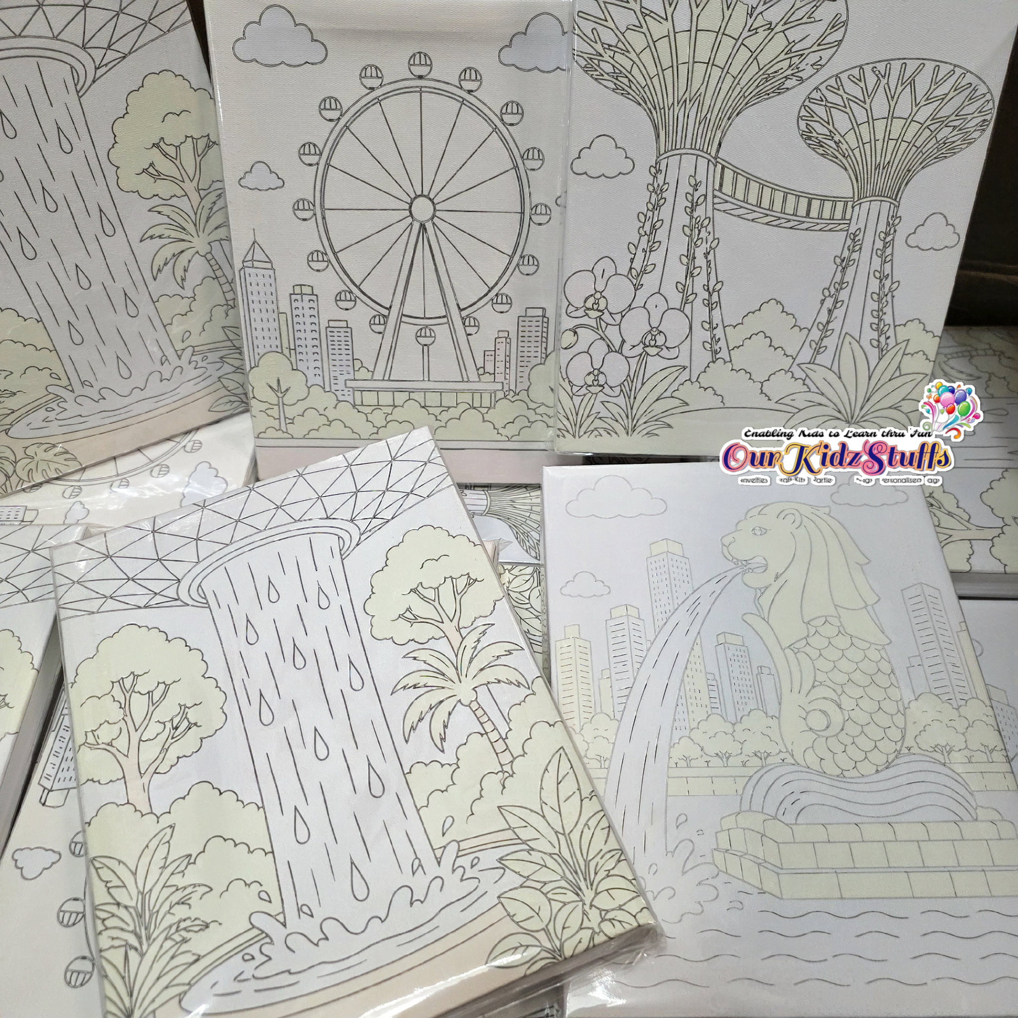 🇸🇬 Singapore Landmarks Canvas Painting Kit (15cm × 20cm)_1