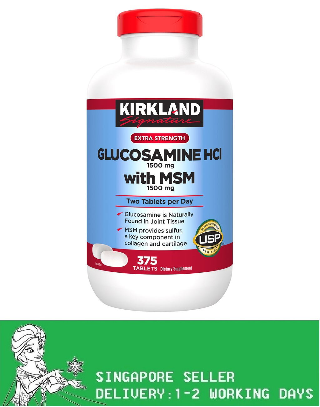 Kirkland Signature Glucosamine with MSM, 375 Tablets(Exp:11/2028)
