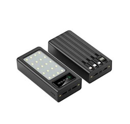 Batterie externe multifonction avec lampe LED, écran d’affichage et câbles intégrés