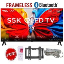 TCL 43S5K 43 Inch QLED Google Television ,2025 Smart Model, Full HD, Android TV OS, WiFi, Bluetooth, HDMI, USB+FREE BRACKET+TV GUARD+EXTENSION