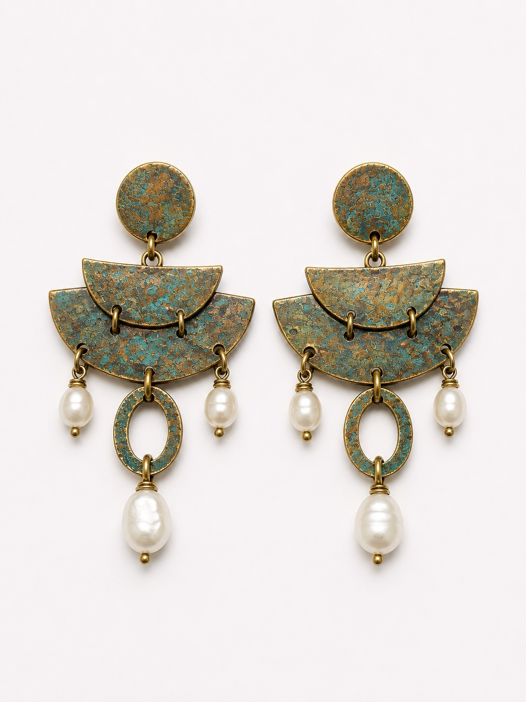 Turquoise Pearl Cascade Earrings