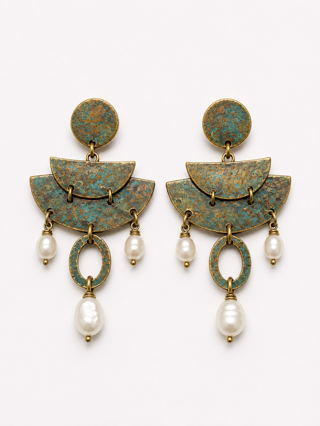 Turquoise Pearl Cascade Earrings_0
