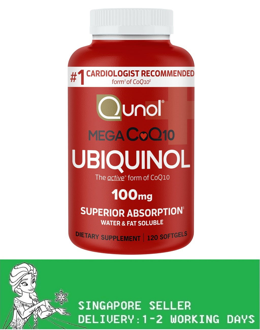 Qunol Mega CoQ10 Ubiquinol 100 mg., 120 Softgels(Exp:04/2029)