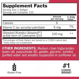 Qunol Mega CoQ10 Ubiquinol 100 mg., 120 Softgels(Exp:04/2029)
