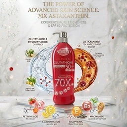 Soriko - Glutathione Astaxanthin 70X SPF 50 PA++++ UV Protection Lotion 500ml | Wholesale Bath & Body Care Singapore