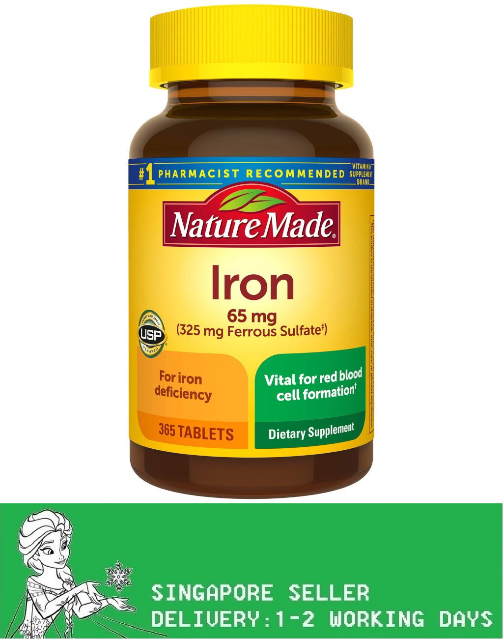 Nature Made Iron, 65 mg, 365 Tablets(Exp:01/2029)