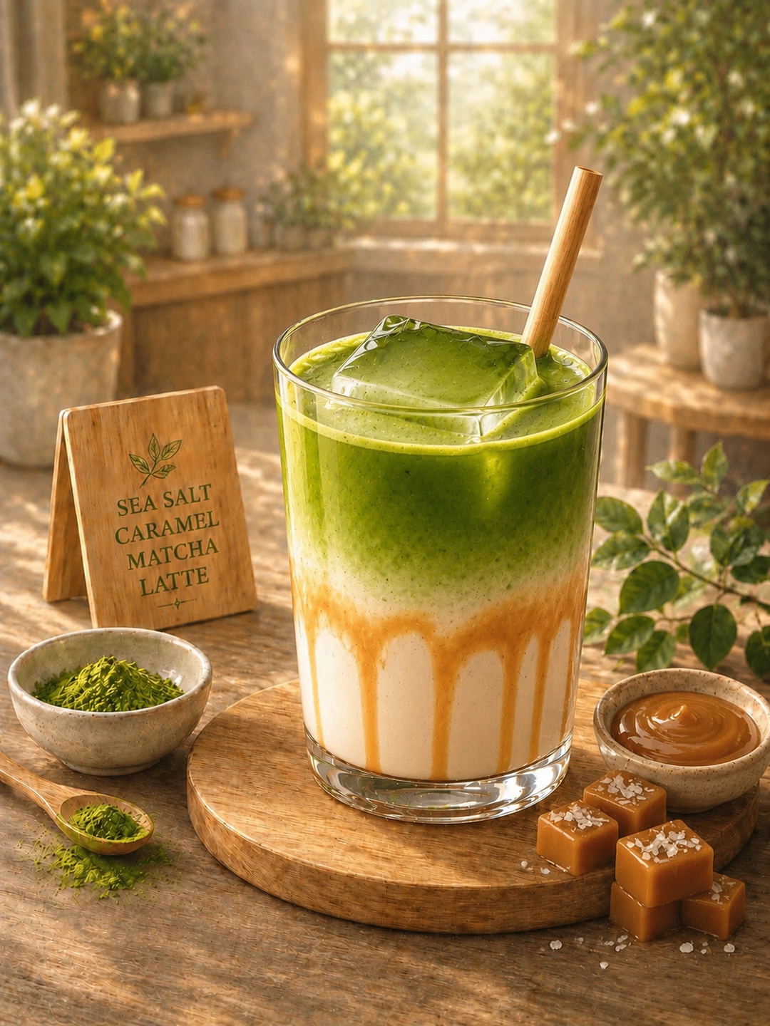 Sea Salt Caramel Matcha Latte