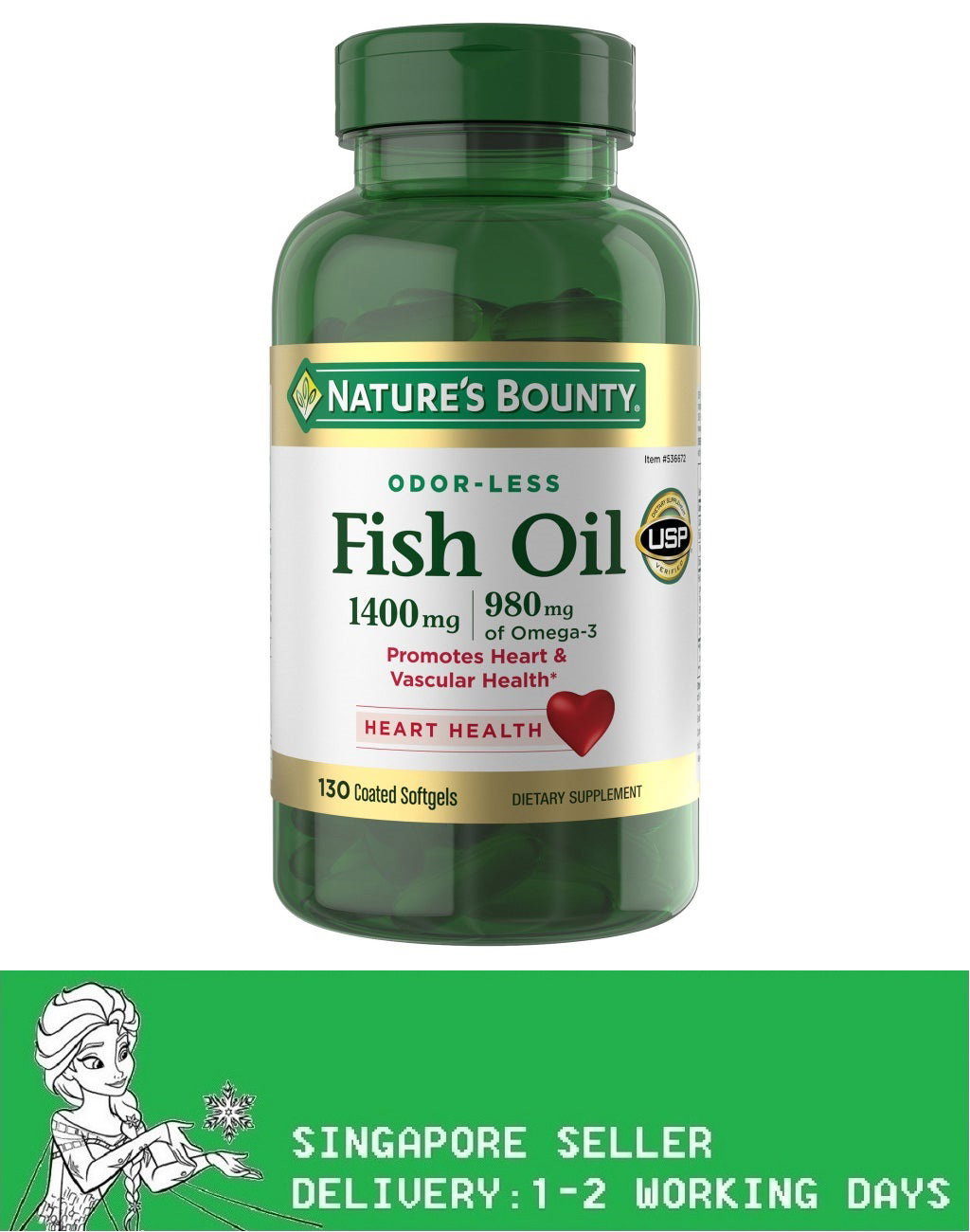 Nature's Bounty Fish Oil 1400 mg, 130 Coated Softgels(10/2028)_0