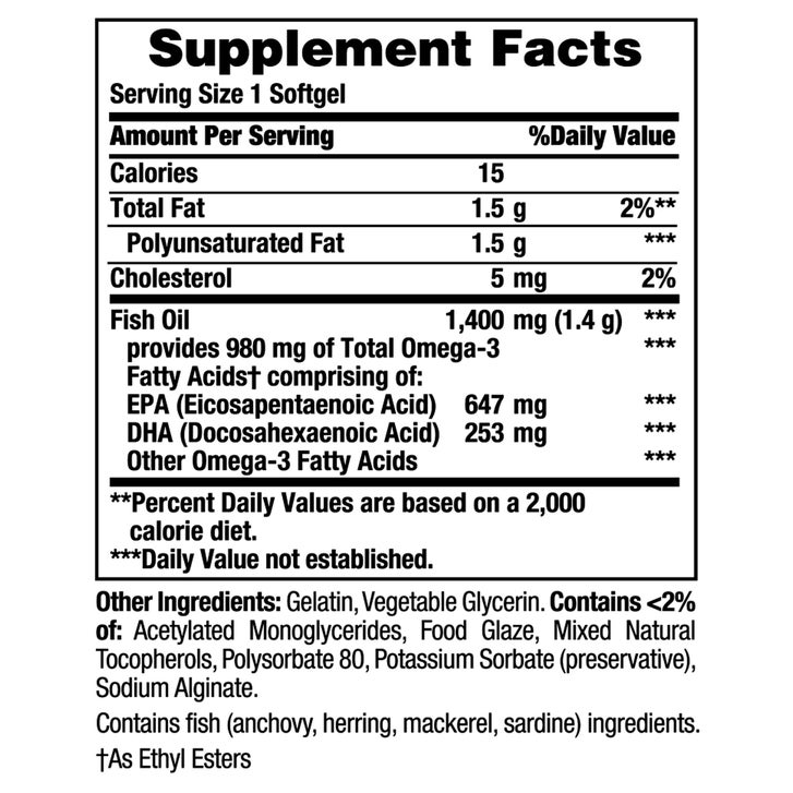Nature's Bounty Fish Oil 1400 mg, 130 Coated Softgels(10/2028)_4