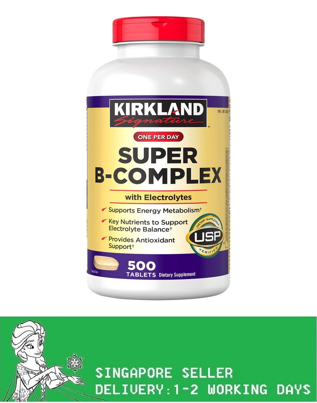Kirkland Signature Super B-Complex with Electrolytes, 500 Tablets(Exp:05/2028)