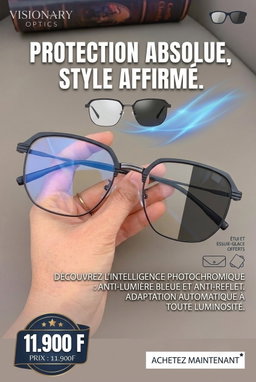 Lunettes photochromiques Anti lumière bleu, anti reflet 
