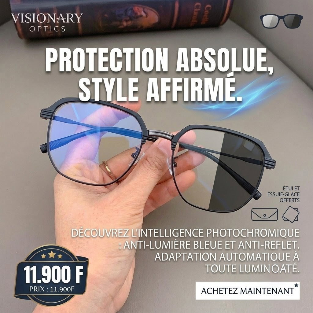 Lunettes photochromiques Anti lumière bleu, anti reflet 