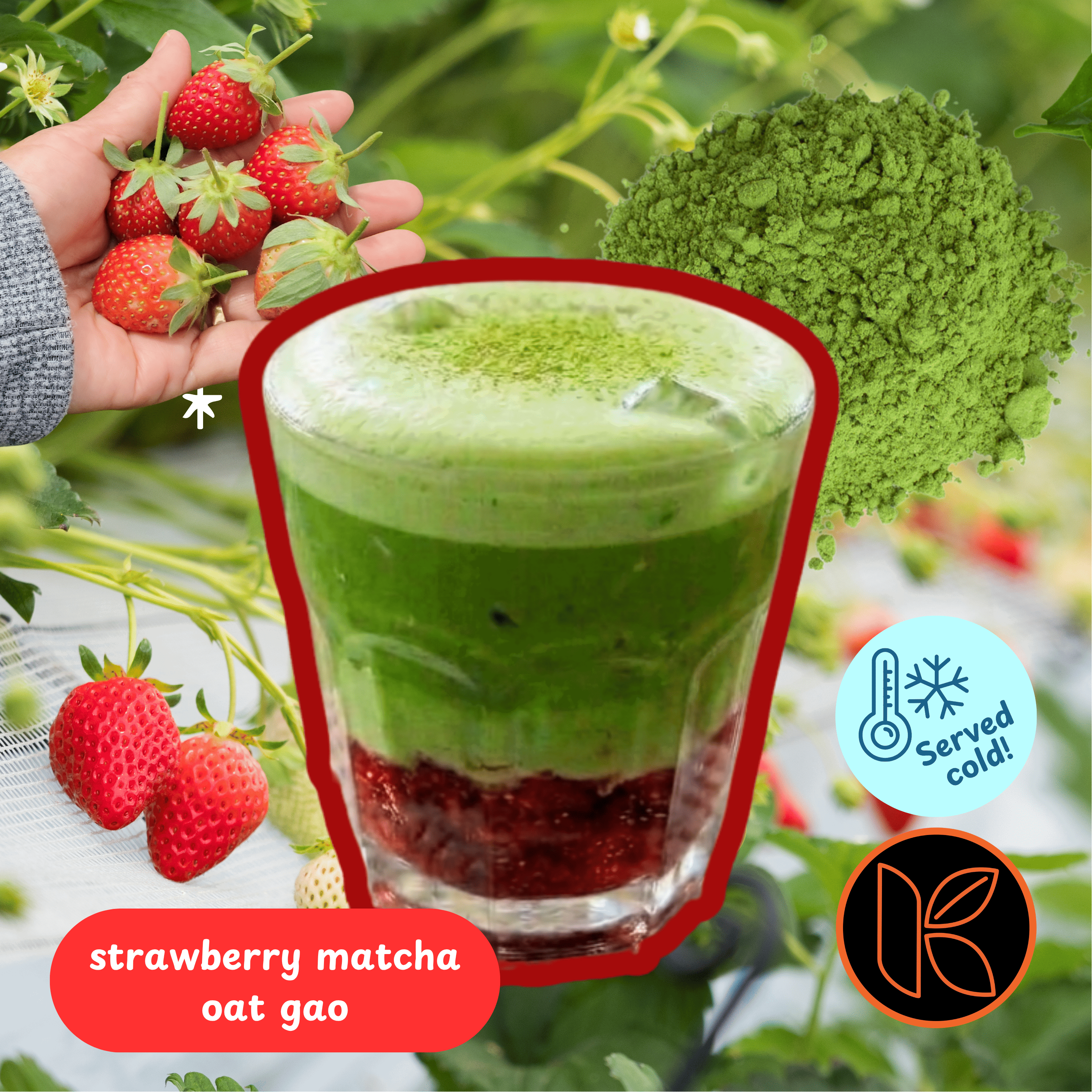 Strawberry Matcha Oat, Cold Whisked