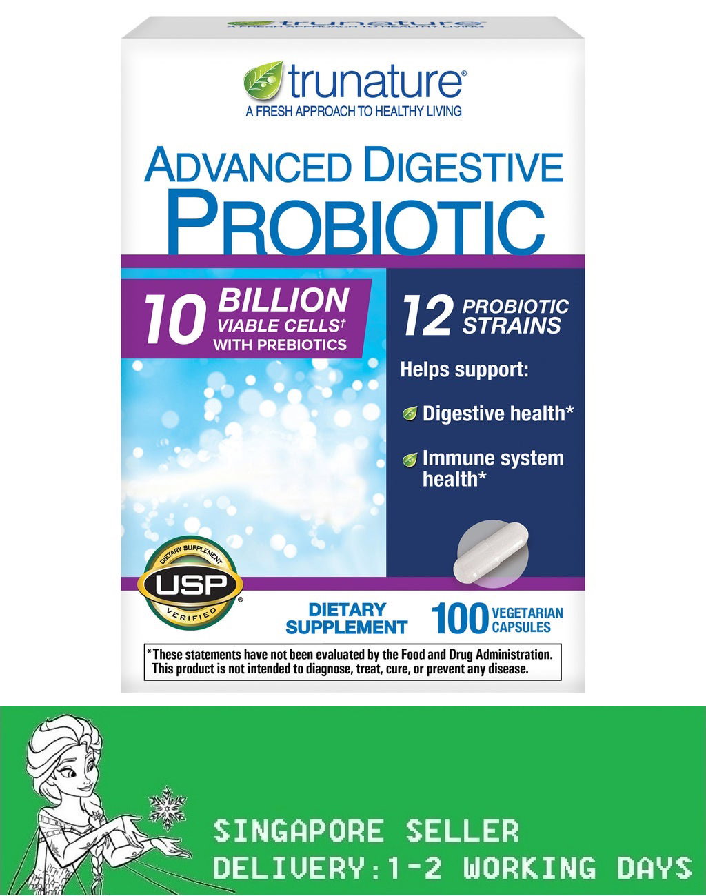 trunature Advanced Digestive Probiotic, 100 Capsules(Exp:01/2028)