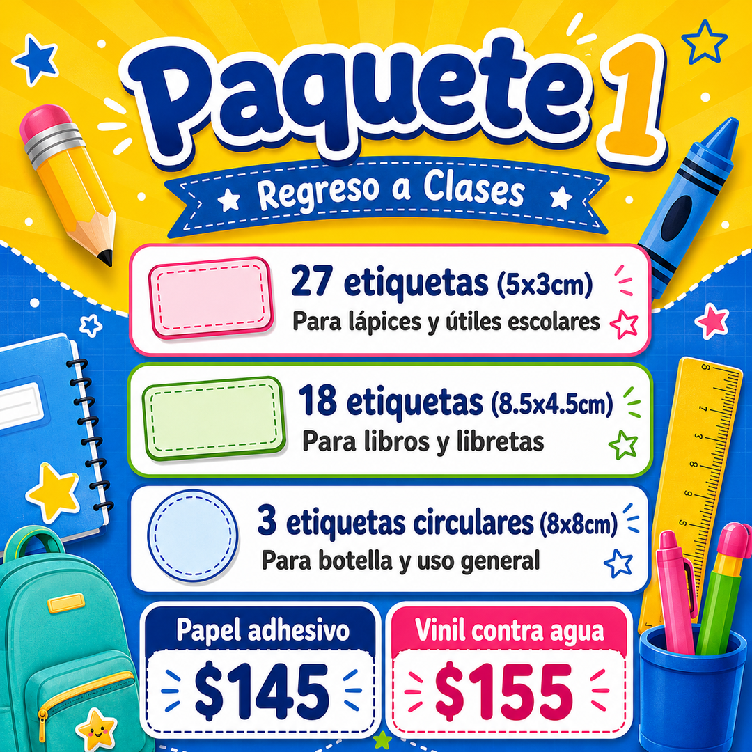 Etiquetas Escolares Paquete 1