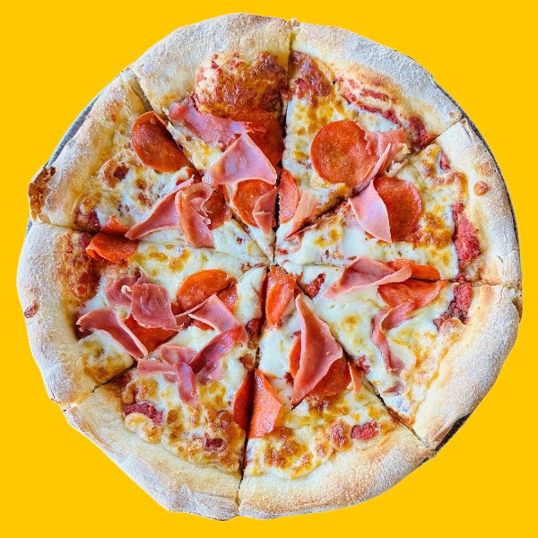 Pizza peperoni y jamon