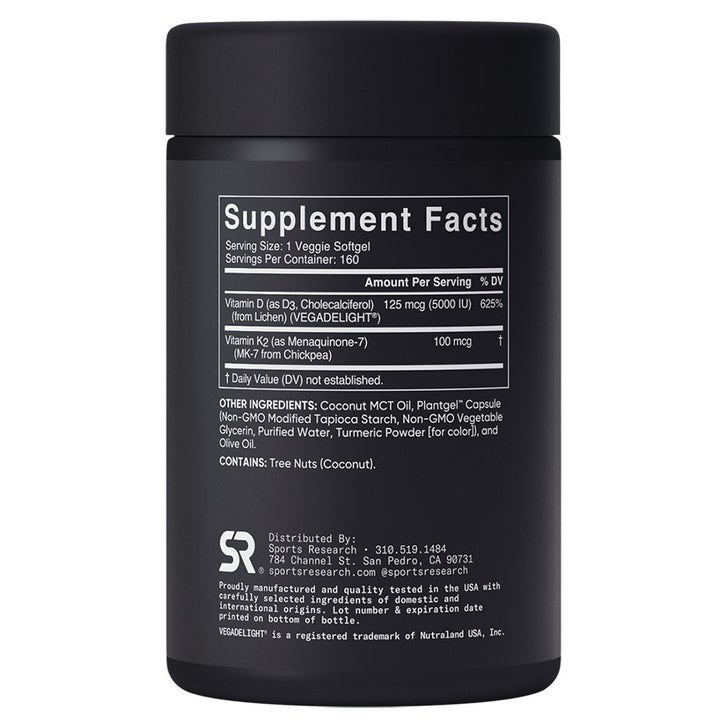 Sports Research D3 + K2, 160 Veggie Softgels(Exp:04/2029)_1